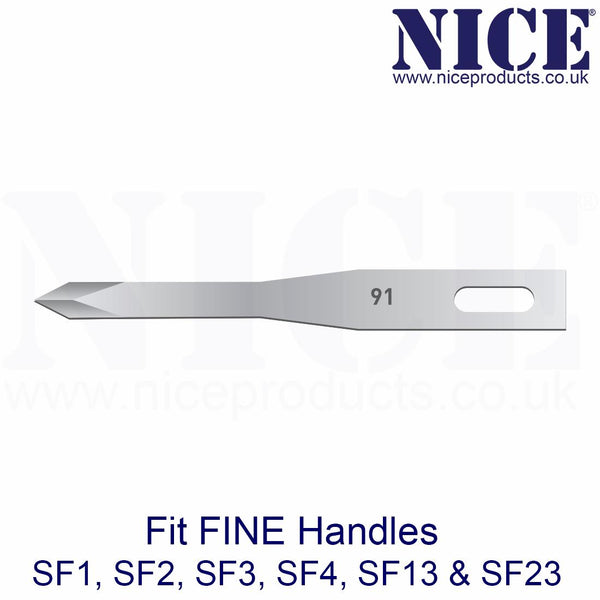 25 x NICE FINE 91 Sterile Stainless Steel Chisel Blades With Four Sided Spear Point Tip For Hair Transplant Surgery FS91