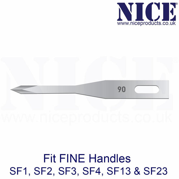 25 x NICE FINE 90 Sterile Stainless Steel Chisel Blades With Four Sided Spear Point Tip For Hair Transplant Surgery FS90