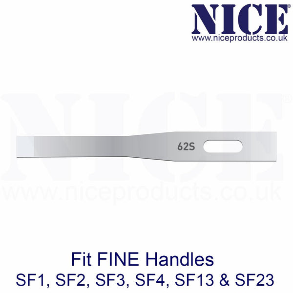 25 x NICE FINE 62S Sterile Stainless Steel Chisel Blades FS62S for Podiatry and Chiropody