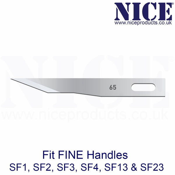 25 x NICE FINE 65 Sterile Stainless Steel Chisel Blades FS65 for Plastic & Reconstructive Surgery