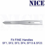 25 x NICE FINE 63 Sterile Stainless Steel Chisel Blades FS63 for Plastic & Reconstructive Surgery