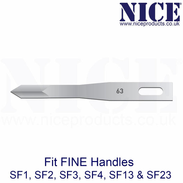 25 x NICE FINE 63 Sterile Stainless Steel Chisel Blades FS63 for Plastic & Reconstructive Surgery