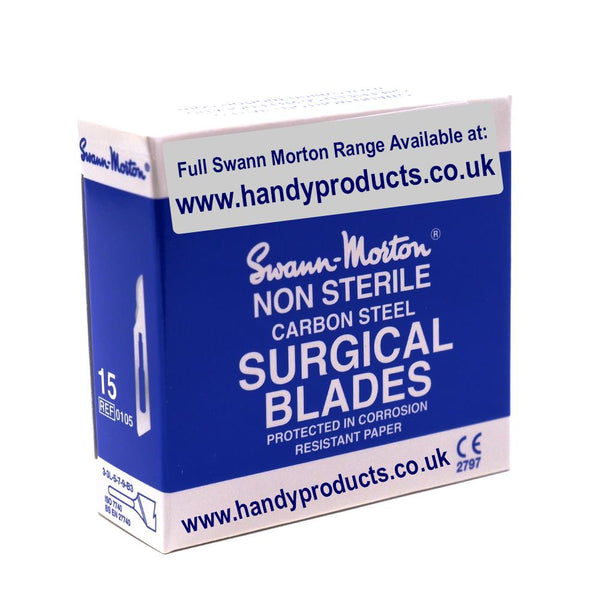 Swann Morton No 15 Non Sterile Carbon Steel Blades 0105 (Pack of 100)