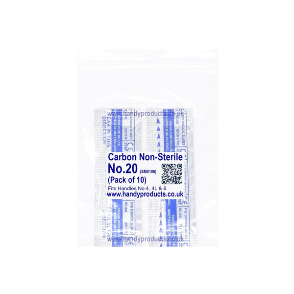 Swann Morton No 20 Non Sterile Carbon Steel Blades 0106 (Pack of 10)