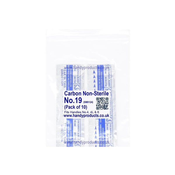 Swann Morton No 19 Non Sterile Carbon Steel Blades 0124 (Pack of 10)