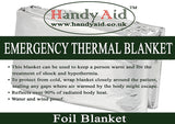 Handy Aid Emergency Thermal Foil Blanket (Pack of 100)