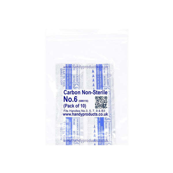 Swann Morton No 6 Non Sterile Carbon Steel Blades 0116 (Pack of 10)