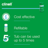 1 x Clinell Universal Wipes Tub of 100 Wipes - CWTUB100