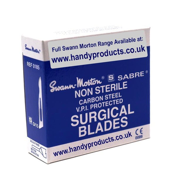 Swann Morton Sabre No D15 Non Sterile Carbon Steel Blades 0185 (Pack of 100)