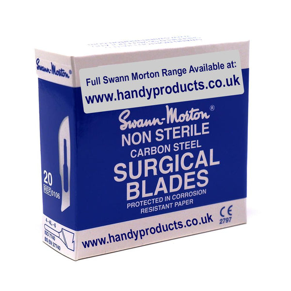 Swann Morton No 20 Non Sterile Carbon Steel Blades 0106 (Pack of 100)