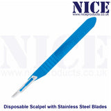 10 x NICE No.15 Sterile Disposable Scalpels with Handle and No.15 Stainless Steel Blades DSS15 - Individually Sealed, Graduated Measure Handle, Pack of 10, Ideal for Precision Tasks, Crafts, and General Use