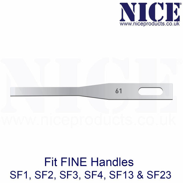 25 x NICE FINE 61 Sterile Individually Packed Stainless Steel Chisel Blades FS61 for Podiatry and Chiropody - HandyProducts.co.uk