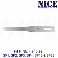 25 x NICE FINE 62 Sterile Stainless Steel Chisel Blades FS62 for Podiatry and Chiropody - HandyProducts.co.uk