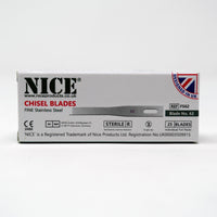 25 x NICE FINE 62 Sterile Stainless Steel Chisel Blades FS62 for Podiatry and Chiropody - HandyProducts.co.uk