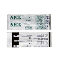 25 x NICE FINE 63 Sterile Stainless Steel Chisel Blades FS63 for Plastic & Reconstructive Surgery - HandyProducts.co.uk
