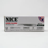 25 x NICE FINE 64 Sterile Stainless Steel Chisel Blades FS64 for Plastic & Reconstructive Surgery - HandyProducts.co.uk