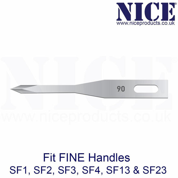 25 x NICE FINE 90 Sterile Stainless Steel Chisel Blades With Four Sided Spear Point Tip For Hair Transplant Surgery FS90 - HandyProducts.co.uk