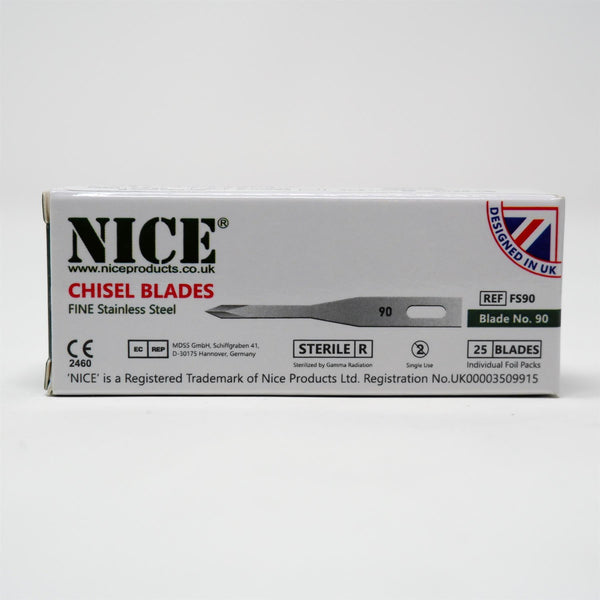 Chisel Hair 25 x NICE FINE 90 Sterile Stainless Steel Chisel Blades With Four Side ...