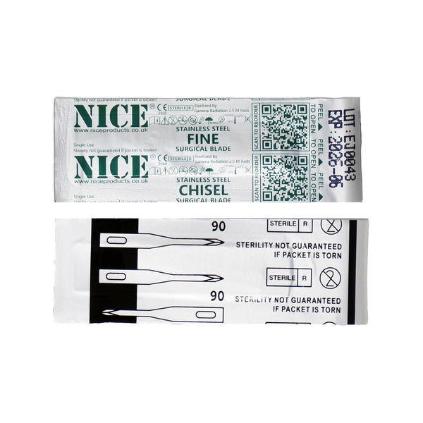 Chisel Hair 25 x NICE FINE 90 Sterile Stainless Steel Chisel Blades With Four Side ...