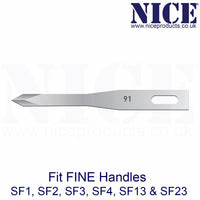 25 x NICE FINE 91 Sterile Stainless Steel Chisel Blades With Four Sided Spear Point Tip For Hair Transplant Surgery FS91 - HandyProducts.co.uk