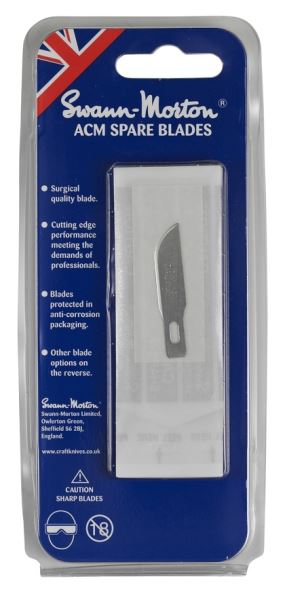 Swann Morton No 10 ACM Spare Blades Retail Pack of 5 Blades 9130 (Single Pack) to fit ACM No 1 Handle
