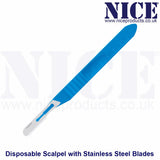 10 x NICE No.10R Sterile Disposable Scalpels with Handle and No.10R Stainless Steel Blades DSS10R - Individually Sealed, Graduated Measure Handle, Pack of 10, Ideal for Precision Tasks, Crafts, and General Use