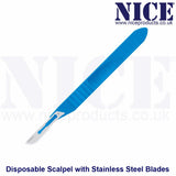 10 x NICE No.19 Sterile Disposable Scalpels with Handle and No.19 Stainless Steel Blades DSS19 - Individually Sealed, Graduated Measure Handle, Pack of 10, Ideal for Precision Tasks, Crafts, and General Use