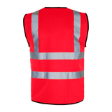 Hi Vis Velcro Vest Red High Viz Visibility Safety Work EN 20471 - 4XL (Single Pack) - back view - www.handyproducts.co.uk