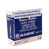 Swann Morton Sabre No E11 Non Sterile Carbon Steel Blades 0183 (Pack of 100)