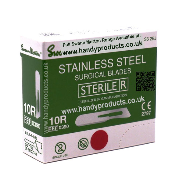 Swann Morton No 10R Sterile Stainless Steel Blades 0390 (Pack of 100)