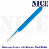 10 x NICE No.14 Sterile Disposable Scalpels with Handle and No.14 Stainless Steel Blades DSS14 - Individually Sealed, Graduated Measure Handle, Pack of 10, Ideal for Precision Tasks, Crafts, and General Use