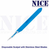 1 x NICE No.11 Sterile Disposable Scalpels with Handle and No.11 Stainless Steel Blades DSS11 - Individually Sealed, Graduated Measure Handle, Pack of 10, Ideal for Precision Tasks, Crafts, and General Use