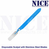 10 x NICE SGD Sterile Disposable Scalpels with Handle and SGD Stainless Steel Blades DSSSGD - Individually Sealed, Graduated Measure Handle, Pack of 10, Ideal for Precision Tasks, Crafts, and General Use
