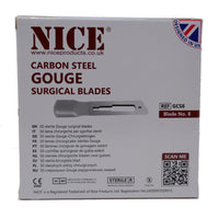 50 x NICE No.8 Gouge Sterile Carbon Steel Blades GCS8 for Manicure and Pedicure