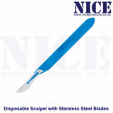 1 x NICE No.22A Sterile Disposable Scalpels with Handle and No.22A Stainless Steel Blades DSS22A - Individually Sealed, Graduated Measure Handle, Ideal for Precision Tasks, Crafts, and General Use