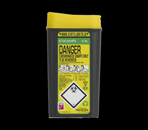 0.2 Litre Yellow Sharps Container (Pack of 2) - HandyProducts.co.uk
