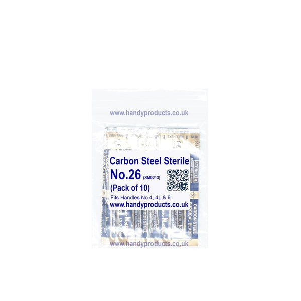 Swann Morton No 26 Sterile Carbon Steel Blades 0213 (Pack of 10)