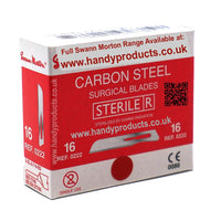 Swann Morton No 16 Sterile Carbon Steel Blades 0222 (Pack of 100)