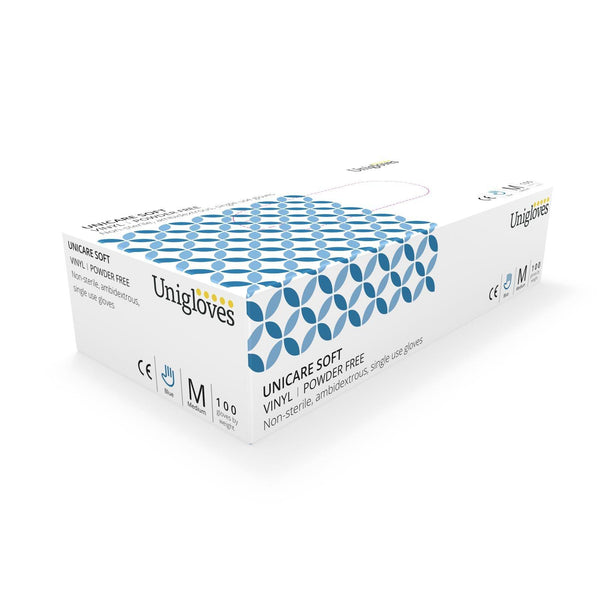 100 Vinyl Blue Powder Free Non Sterile Disposable Examination Gloves (Large) GS0084-A - HandyProducts.co.uk