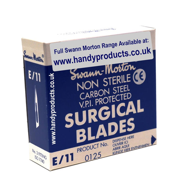 Swann Morton No E11 Non Sterile Carbon Steel Blades 0125 (Pack of 100)