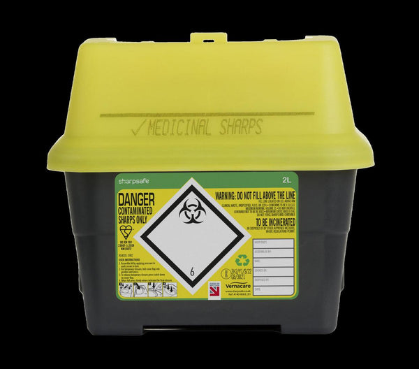 2 Litre Yellow Sharps Container (Pack of 2) – HandyProducts.co.uk