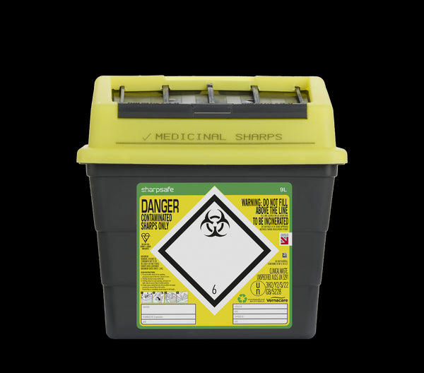 9 Litre Protected Access Yellow Sharps Container (Pack of 2)