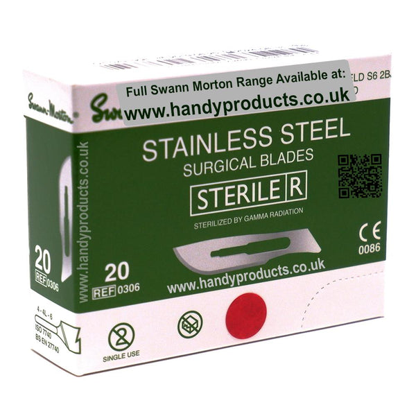 Swann Morton No 20 Sterile Stainless Steel Blades 0306 (Pack of 100)