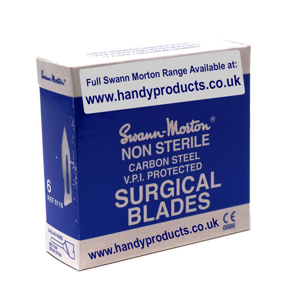 Swann Morton No 6 Non Sterile Carbon Steel Blades 0116 (Pack of 100)