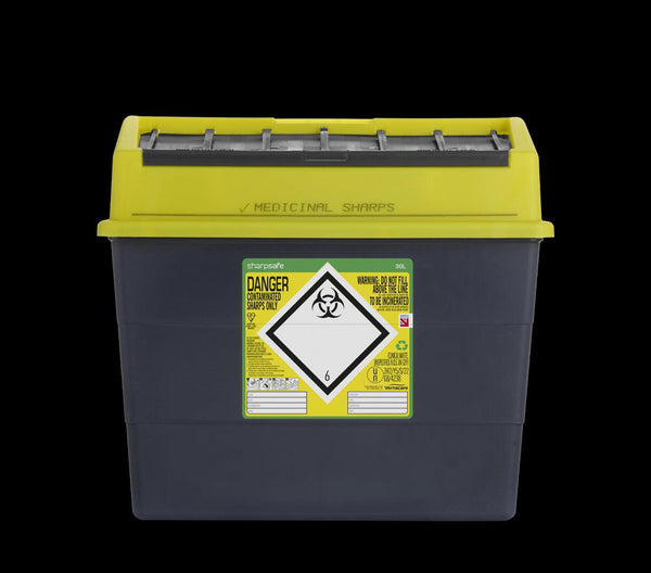 30 Litre Yellow Sharps Container (Pack of 2) - HandyProducts.co.uk