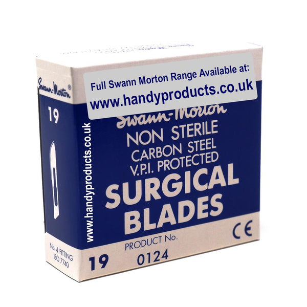 Swann Morton No 19 Non Sterile Carbon Steel Blades 0124 (Pack of 100)