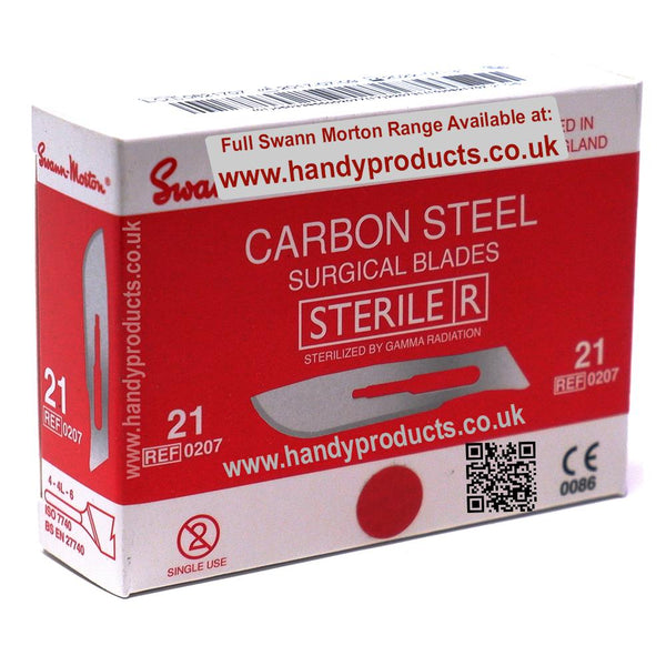 Swann Morton No 21 Sterile Carbon Steel Blades 0207 (Pack of 100)