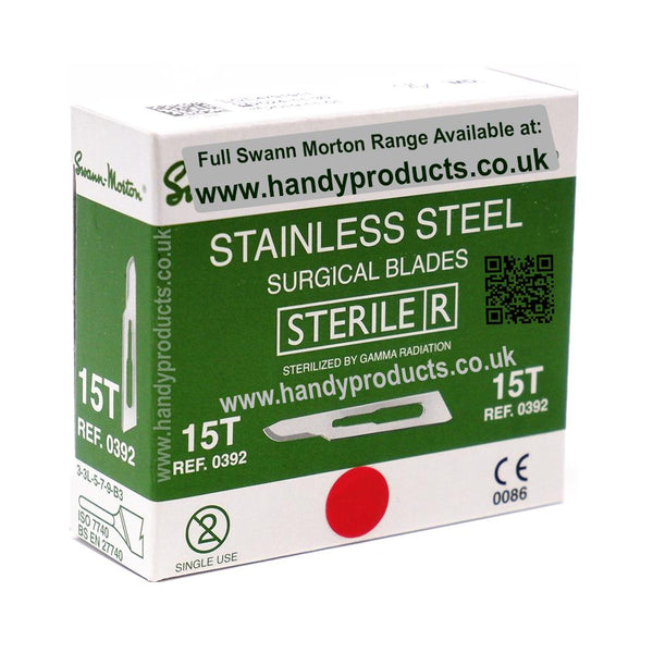 Swann Morton No 15T Sterile Stainless Steel Blades 0392 (Pack of 100)