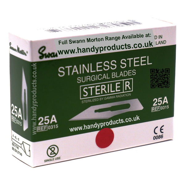 Swann Morton No 25A Sterile Stainless Steel Blades 0315 (Pack of 100)