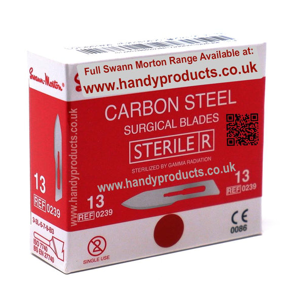Swann Morton No 13 Sterile Carbon Steel Blades 0239 (Pack of 100)